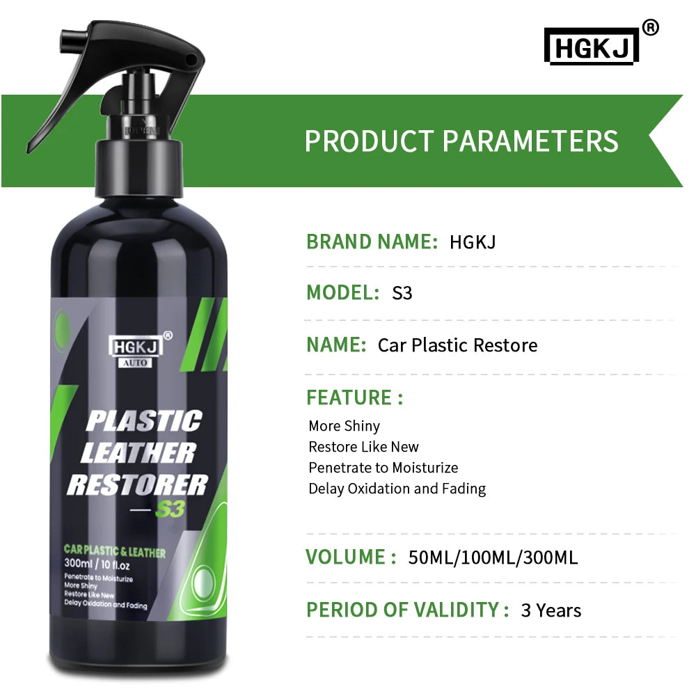 Car Plastic Leather Restorer Spray Polish Cleaner.