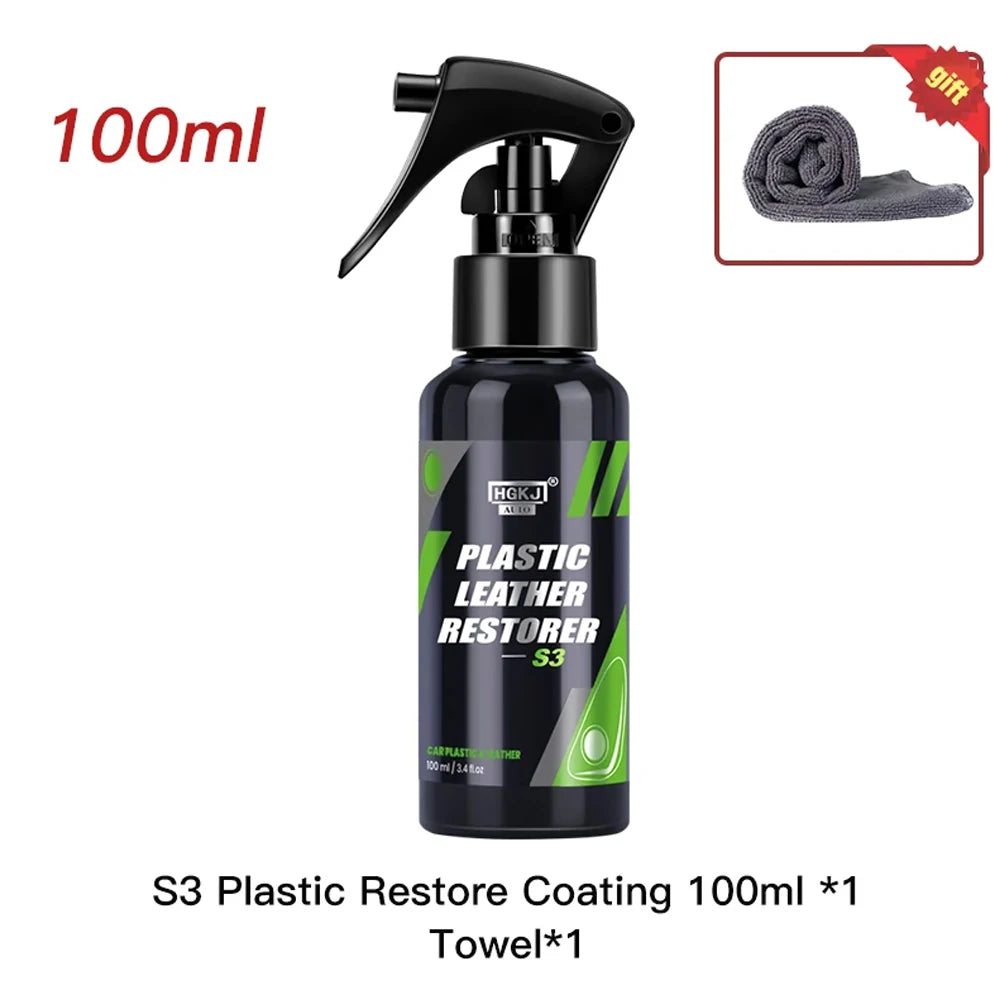 Car Plastic Leather Restorer Spray Polish Cleaner.